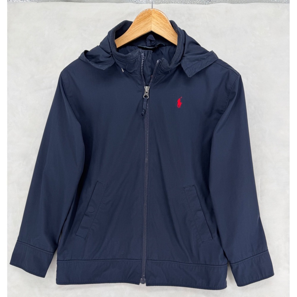 Polo Ralph Lauren Kids Navy Blue Hooded Windbreaker Jacket Red Pony Logo